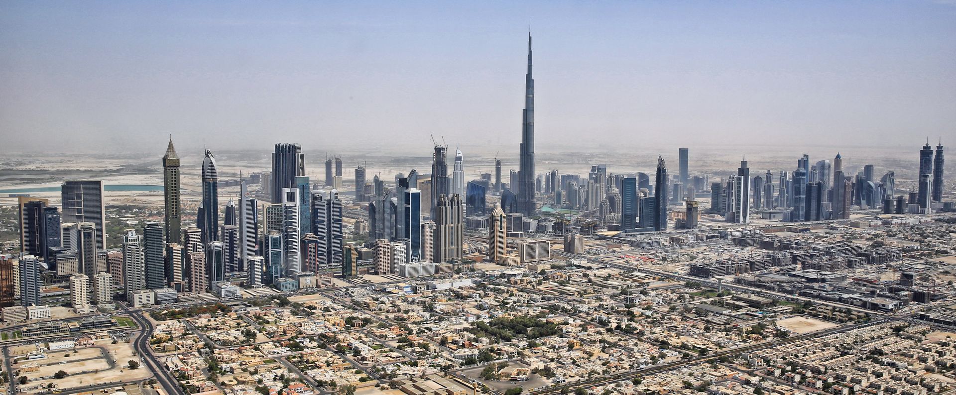 Dubai skyline with the Burj Khalifa rising above the city